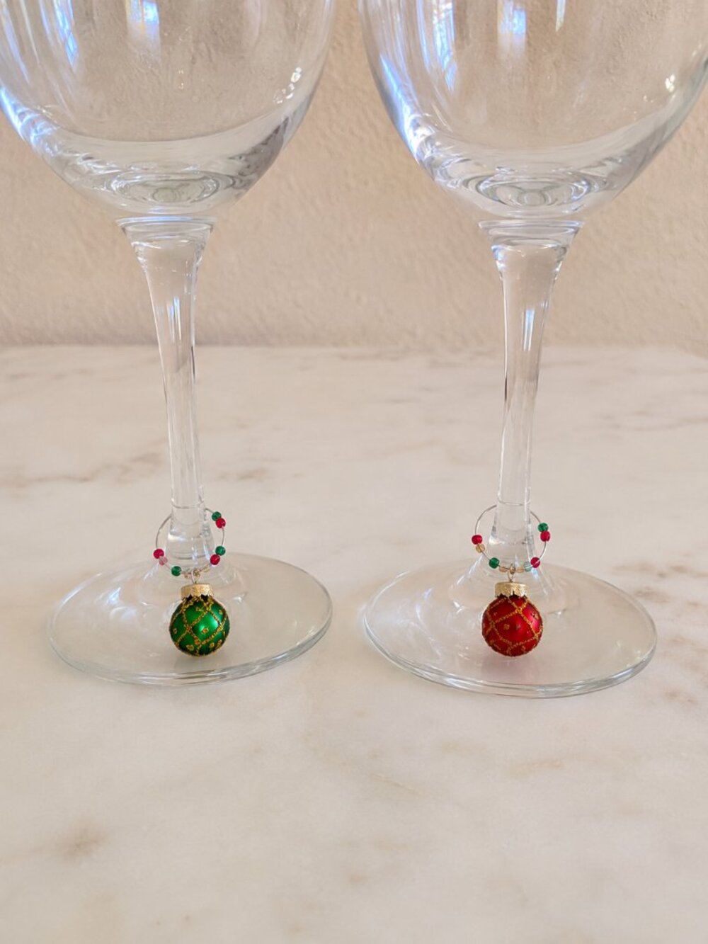 Art Glass Christmas Ornament Wine Glass Charms